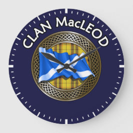 Clan MacLeod Tartan Knot & Flag Große Wanduhr