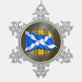 Clan MacLeod Tartan Knot & Flag Schneeflocken Zinn-Ornament