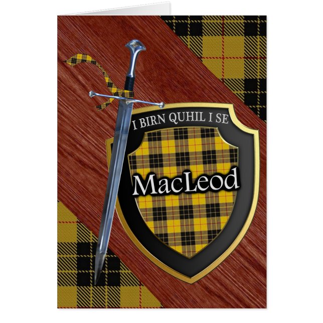 Clan MacLeod Tartan-schottisches Schild u. Klinge (Vorne)