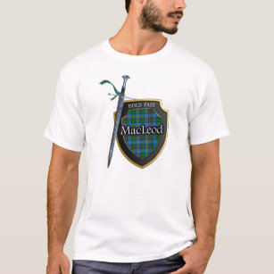 Clan MacLeod Tartan-schottisches Schild u. Klinge T-Shirt