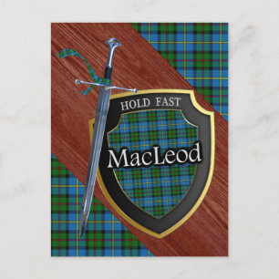 Clan MacLeod Tartan Sword & Shield Postkarte