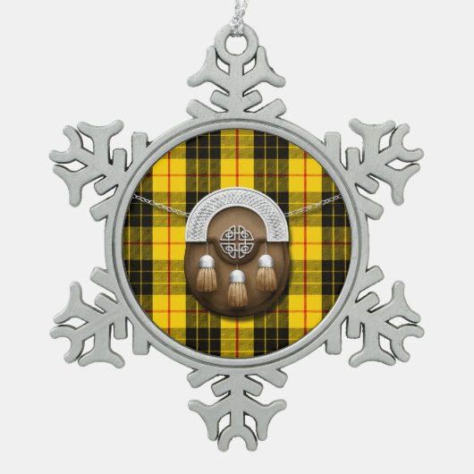 Clan MacLeod Tartan und Sporran Schneeflocken Zinn-Ornament (Vorderseite)