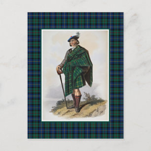 Clan MacLeod Vintage-Illustration Tartan-Rahmen Postkarte