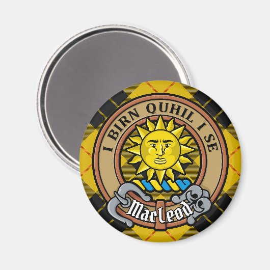 Clan MacLeod von Lewis Wappen über Tartan Magnet (Vorderseite/Rückseite)