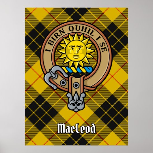 Clan MacLeod von Lewis Wappen über Tartan Poster (Vorne)