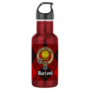 Clan MacLeod von Raasay Wappen über Tartan Edelstahlflasche