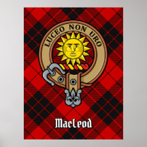 Clan MacLeod von Raasay Wappen über Tartan
