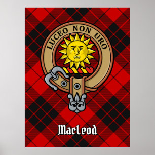 Clan MacLeod von Raasay Wappen über Tartan Poster