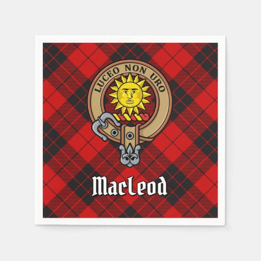 Clan MacLeod von Raasay Wappen über Tartan Serviette (Vorderseite)