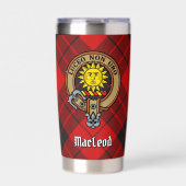 Clan MacLeod von Raasay Wappen über Tartan Thermobecher (Vorderseite)