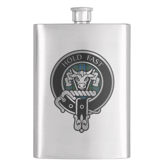 Clan MacLeod Wappen & Jagd Tartan Flask Flachmann (Vorderseite)