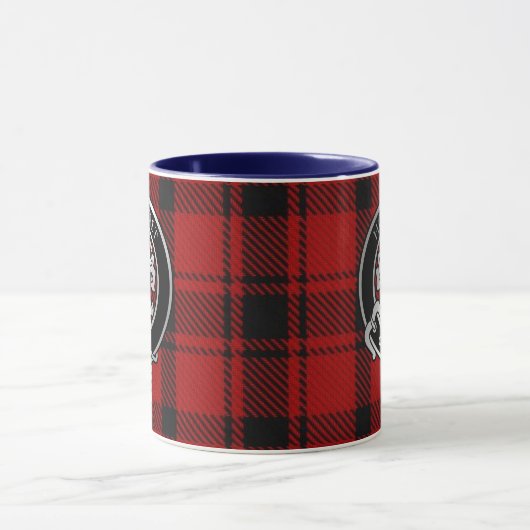 Clan MacLeod Wappen & Red & Black Tartan Tasse (Zentrum)