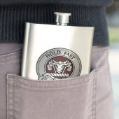 Clan MacLeod Wappen & Red Tartan Flachmann (Beispiel)