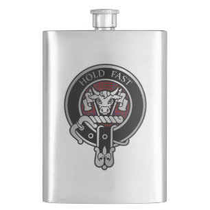Clan MacLeod Wappen & Red Tartan Flask Flachmann