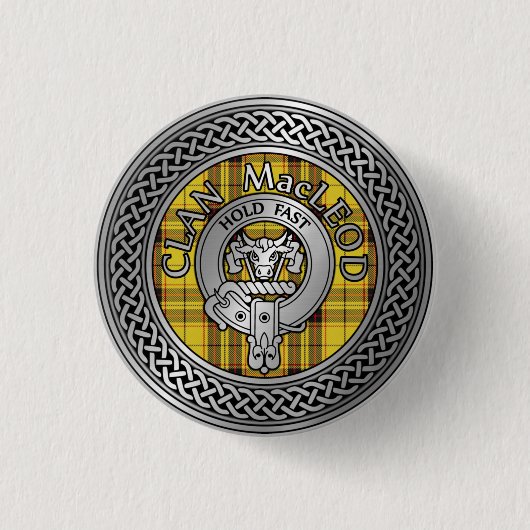 Clan MacLeod Wappen & Tartan Knot Button (Vorderseite)