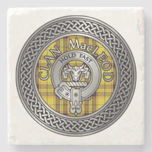 Clan MacLeod Wappen & Tartan Knot Stone Untersetze Steinuntersetzer
