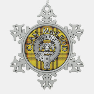 Clan MacLeod Wappen & Tartan Schneeflocken Zinn-Ornament