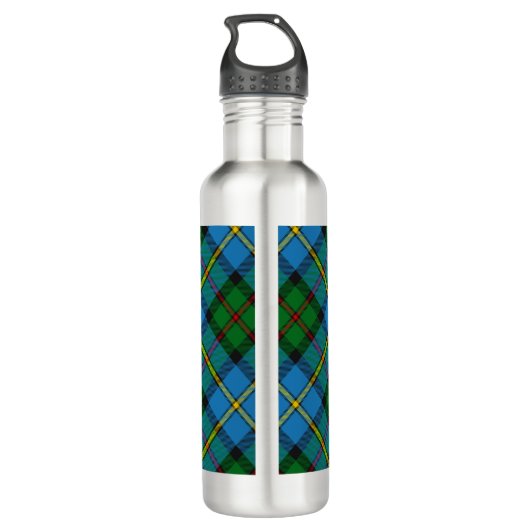 Clan MacLeod Wappen über Jagd Tartan Edelstahlflasche (Rückseite)