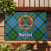 Clan MacLeod Wappen über Jagd Tartan Fußmatte