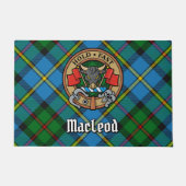 Clan MacLeod Wappen über Jagd Tartan Fußmatte (Vorderseite)