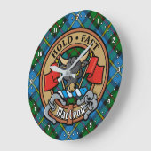 Clan MacLeod Wappen über Jagd Tartan Große Wanduhr (Winkel)