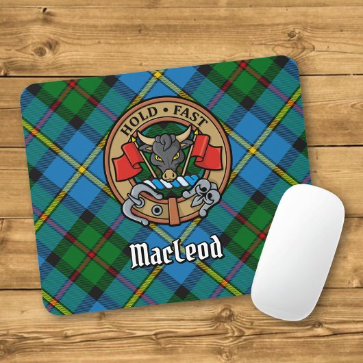 Clan MacLeod Wappen über Jagd Tartan Mousepad