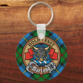 Clan MacLeod Wappen über Jagd Tartan Schlüsselanhänger (Vorderseite)