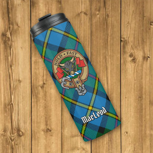 Clan MacLeod Wappen über Jagd Tartan Thermosbecher