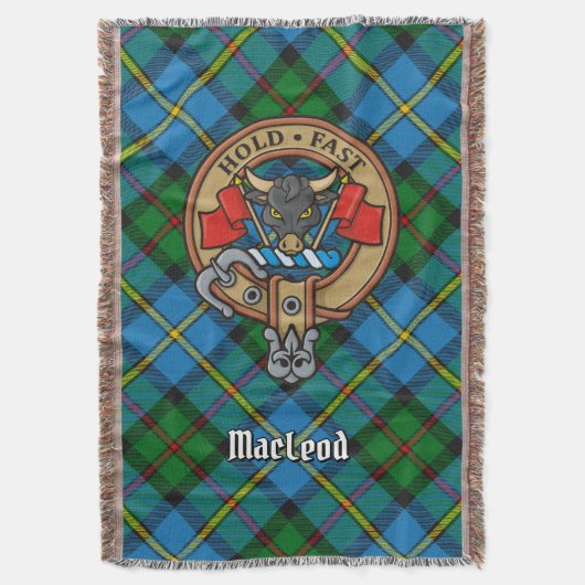 Clan MacLeod Wappen über Jagdtartan Decke (Vorderseite Vertikal)