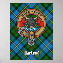 Clan MacLeod Wappen über Tartan