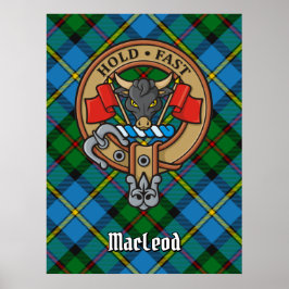 Clan MacLeod Wappen über Tartan Poster