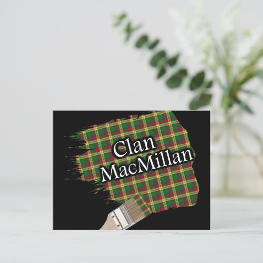 Clan MacMillan Scottish Tartan Paint Brush Postkarte (Stehend Vorderseite)