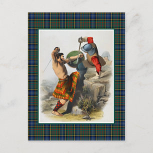 Clan MacMillan Vintage-Illustration Tartan-Rahmen Postkarte