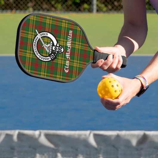 Clan MacMillan Wappen Abzeichen & Tartan Pickleball Schläger (InSitu)