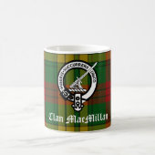Clan MacMillan Wappen Abzeichen und Tartan Kaffeetasse (Mittel)