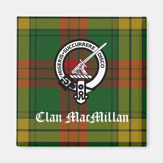 Clan MacMillan Wappen Abzeichen und Tartan Magnet (Vorne)
