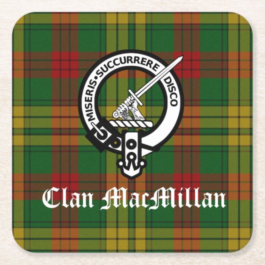 Clan MacMillan Wappen Abzeichen und Tartan Rechteckiger Pappuntersetzer (Vorderseite)