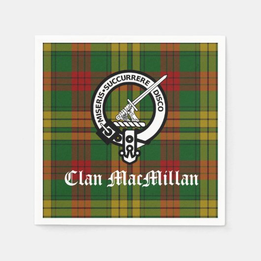Clan MacMillan Wappen Abzeichen und Tartan Serviette (Vorderseite)