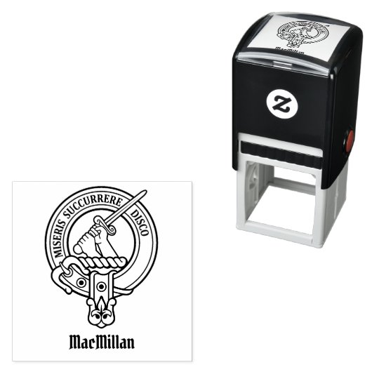 Clan MacMillan Wappen Selbstfarbige Briefmarke Permastempel (Beispiel)