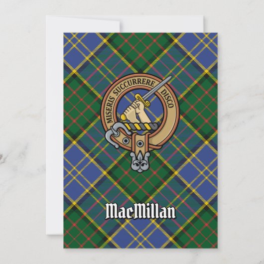 Clan MacMillan Wappen über die Jagd auf Tartan Einladung (Rückseite)