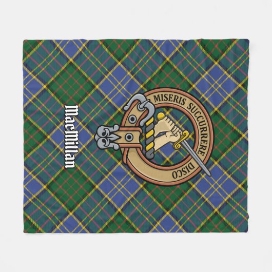 Clan MacMillan Wappen über die Jagd auf Tartan Fleecedecke (Vorderseite (Horizontal))