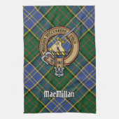 Clan MacMillan Wappen über die Jagd auf Tartan Geschirrtuch (Vertikal)