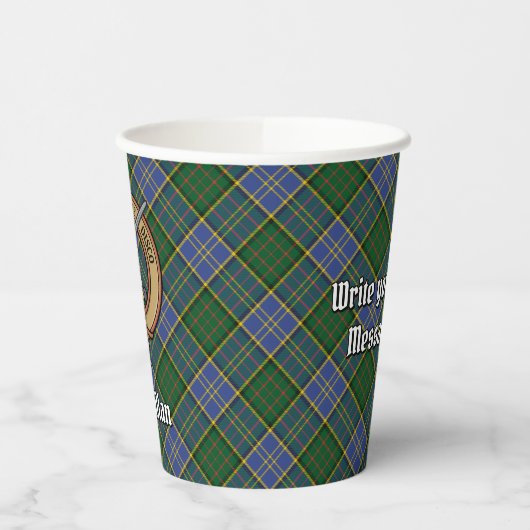 Clan MacMillan Wappen über die Jagd auf Tartan Pappbecher (Links)