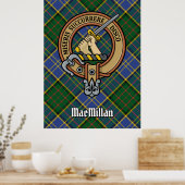Clan MacMillan Wappen über die Jagd auf Tartan Poster (Küche)