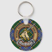 Clan MacMillan Wappen über die Jagd auf Tartan Schlüsselanhänger (Vorderseite)