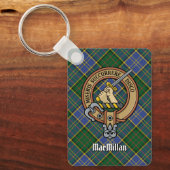 Clan MacMillan Wappen über die Jagd auf Tartan Schlüsselanhänger (Vorderseite)