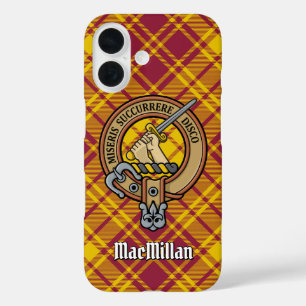 Clan MacMillan Wappen über Dress Tartan iPhone 16 Hülle