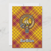 Clan MacMillan Wappen über Dress Tartan Einladung (Rückseite)