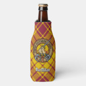 Clan MacMillan Wappen über Dress Tartan Flaschenkühler (Flaschenvorderseite)