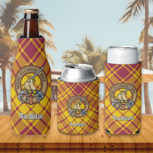 Clan MacMillan Wappen über Dress Tartan Flaschenkühler
